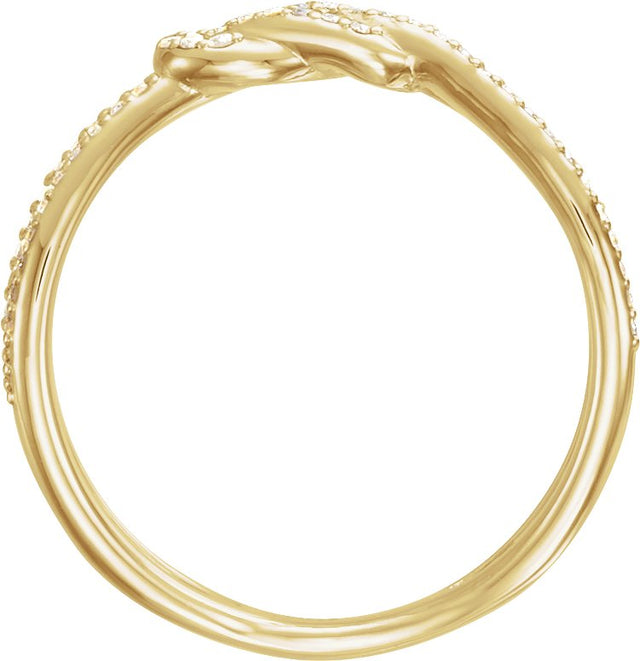 14K Gold Round Natural Diamond Accented Knot Ring - Yellow Gold - view 2