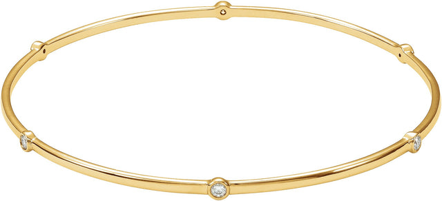 14K Gold Round Lab-Grown Diamond Bezel-Set Bangle Bracelet - Yellow Gold