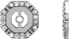 14K Gold Natural Diamond Geometric Earring Jackets II - White Gold