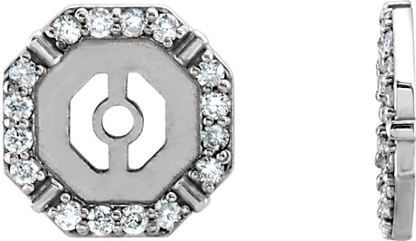 14K Gold Natural Diamond Geometric Earring Jackets II - White Gold