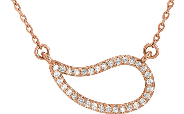 14K Gold Accented Paisley Necklace - Rose Gold