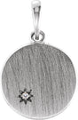 14K Gold Round Natural Diamond Engravable Starburst Necklace or Pendant - White Gold