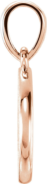 14K Gold Round Natural Diamond Engravable Starburst Necklace or Pendant - Rose Gold - view 2