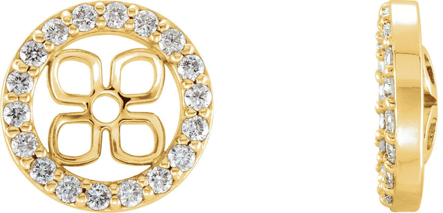 14K Gold Natural Diamond Halo-Style Earring Jackets XI - Yellow Gold