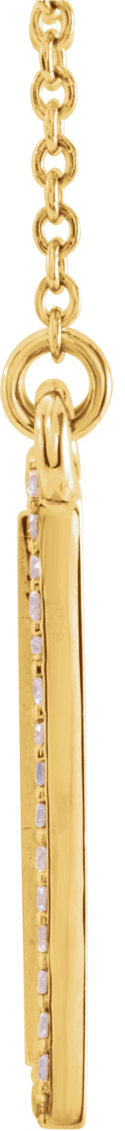 14K Gold Round Natural Diamond Engravable Accented Rectangle Necklace - Rose Gold - view 4