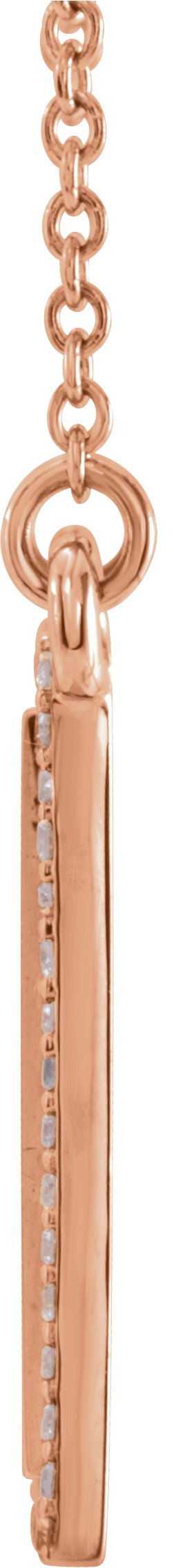 14K Gold Round Natural Diamond Engravable Accented Rectangle Necklace - Rose Gold - view 2