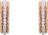14K Gold Round Natural Diamond Accented Rope Hoop Earrings - Rose Gold - view 2