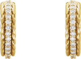 14K Gold Round Natural Diamond Accented Rope Hoop Earrings - Yellow Gold - view 2