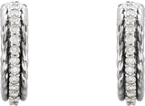Platinum Round Natural Diamond Accented Rope Hoop Earrings - view 2