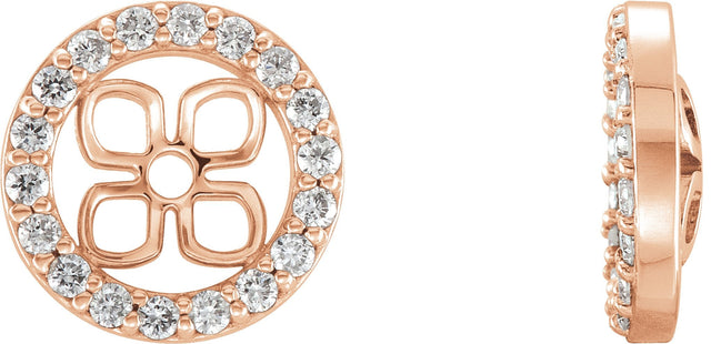 14K Gold Natural Diamond Halo-Style Earring Jackets No. 3 - Rose Gold