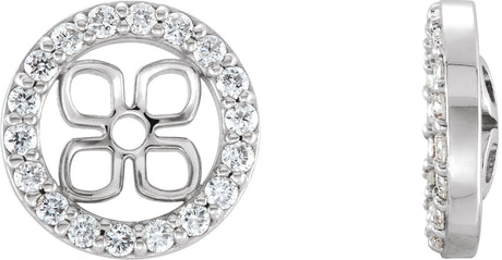 14K Gold Lab-Grown Diamond Halo-Style Earring Jackets V - White Gold