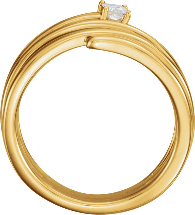 14K Gold Square Natural Diamond Accented Spiral Ring - Yellow Gold - view 2