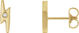 14K Gold Round Natural Diamond Lightning Bolt Earrings - Yellow Gold