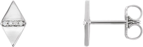 Platinum Round Natural Diamond Geometric Earrings – 0.8mm Stones