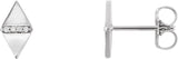 14K Gold Round Natural Diamond Geometric Earrings – 0.8mm Stones - White Gold