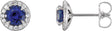 Platinum Lab-Grown Blue Sapphire Round 4-Prong Halo-Style Earrings – 3.5-5mm Stones