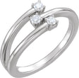 14K Gold Round Natural Diamond Three-Stone Bypass Ring - White Gold