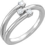 Platinum Round Natural Diamond Three-Stone Bypass Ring