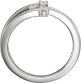 Platinum Round Natural Diamond Three-Stone Bypass Ring - view 2
