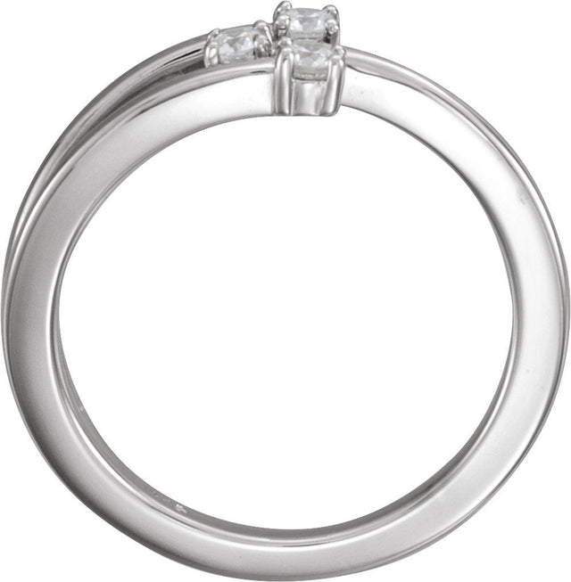Platinum Round Natural Diamond Three-Stone Bypass Ring - view 2