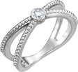 Platinum Round Natural Diamond Bezel-Set Beaded Ring