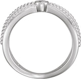 Platinum Round Natural Diamond Bezel-Set Beaded Ring - view 2