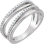 14K Gold Round Natural Diamond Negative Space Ring – 1.1mm Stones - White Gold