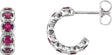 Platinum Round Natural Ruby Accented Hoop Earrings