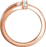 14K Gold Round Natural Diamond Three-Stone Bypass Ring - Rose Gold - view 2