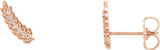 14K Gold Round Natural Diamond Leaf Ear Climbers - Rose Gold