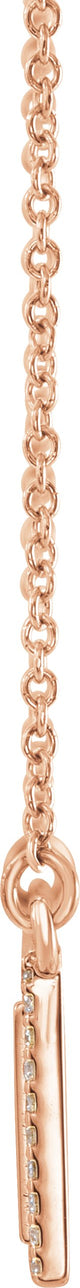 14K Gold Round Natural Diamond Engravable Bar Necklace - Rose Gold - view 2