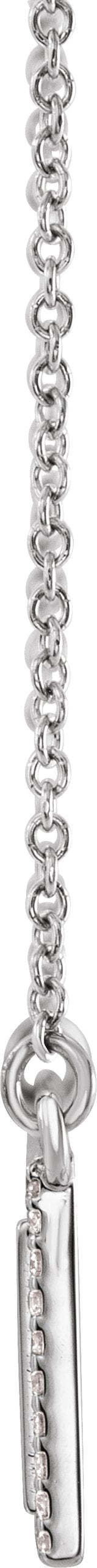 14K Gold Round Natural Diamond Engravable Bar Necklace - White Gold - view 2