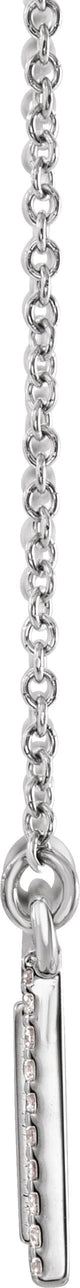 14K Gold Round Natural Diamond Engravable Bar Necklace - White Gold - view 2