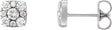 14K Gold Round Natural Diamond Square Cluster Earrings - White Gold
