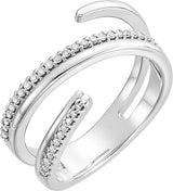 14K Gold Round Natural Diamond Negative Space Ring II - White Gold