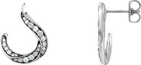 Platinum Round Natural Diamond Accented Freeform Earrings