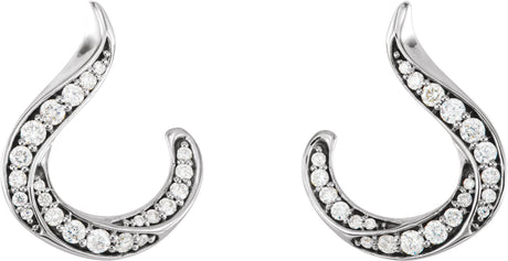 Platinum Round Natural Diamond Accented Freeform Earrings - view 2