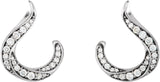 14K Gold Round Natural Diamond Accented Freeform Earrings - White Gold - view 2