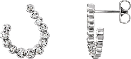 Platinum Round Natural Diamond Accented Freeform Earrings II