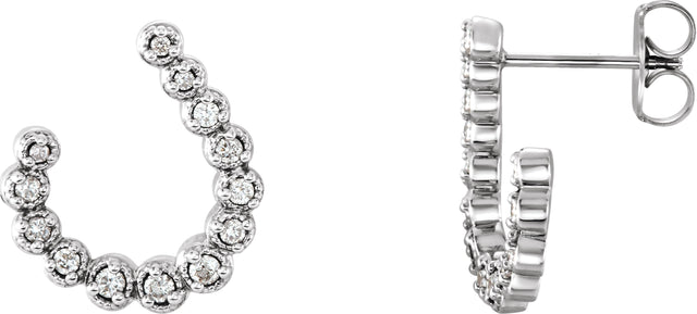 Platinum Round Natural Diamond Accented Freeform Earrings II