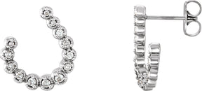 14K Gold Round Natural Diamond Accented Freeform Earrings II - White Gold