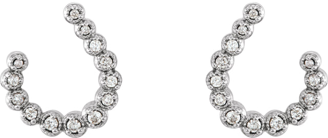 14K Gold Round Natural Diamond Accented Freeform Earrings II - White Gold - view 2