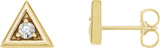 14K Gold Natural Diamond Round 3-Prong Geometric Earrings - Yellow Gold