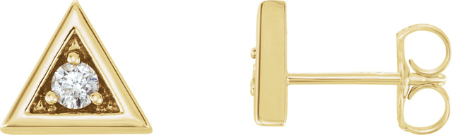 14K Gold Natural Diamond Round 3-Prong Geometric Earrings - Yellow Gold