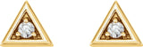 14K Gold Natural Diamond Round 3-Prong Geometric Earrings - Yellow Gold - view 2