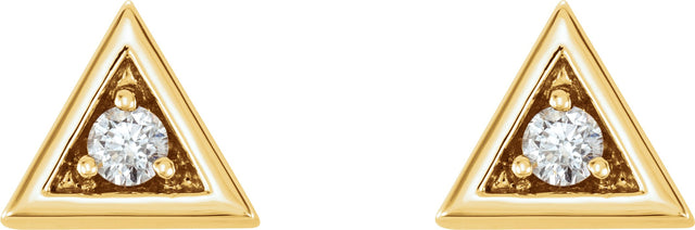 14K Gold Natural Diamond Round 3-Prong Geometric Earrings - Yellow Gold - view 2