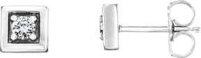 14K Gold Round Natural Diamond Accented Earrings – 2.5mm Stones - White Gold