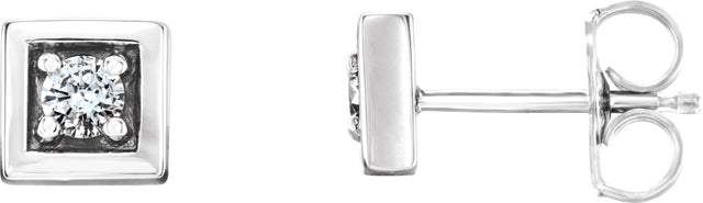 Platinum Round Natural Diamond Accented Earrings – 2.5mm Stones