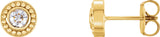 14K Gold Round Natural Diamond Bezel-Set Beaded Earrings - Yellow Gold