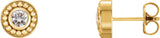 14K Gold Round Natural Diamond Bezel-Set Beaded Earrings - Yellow Gold